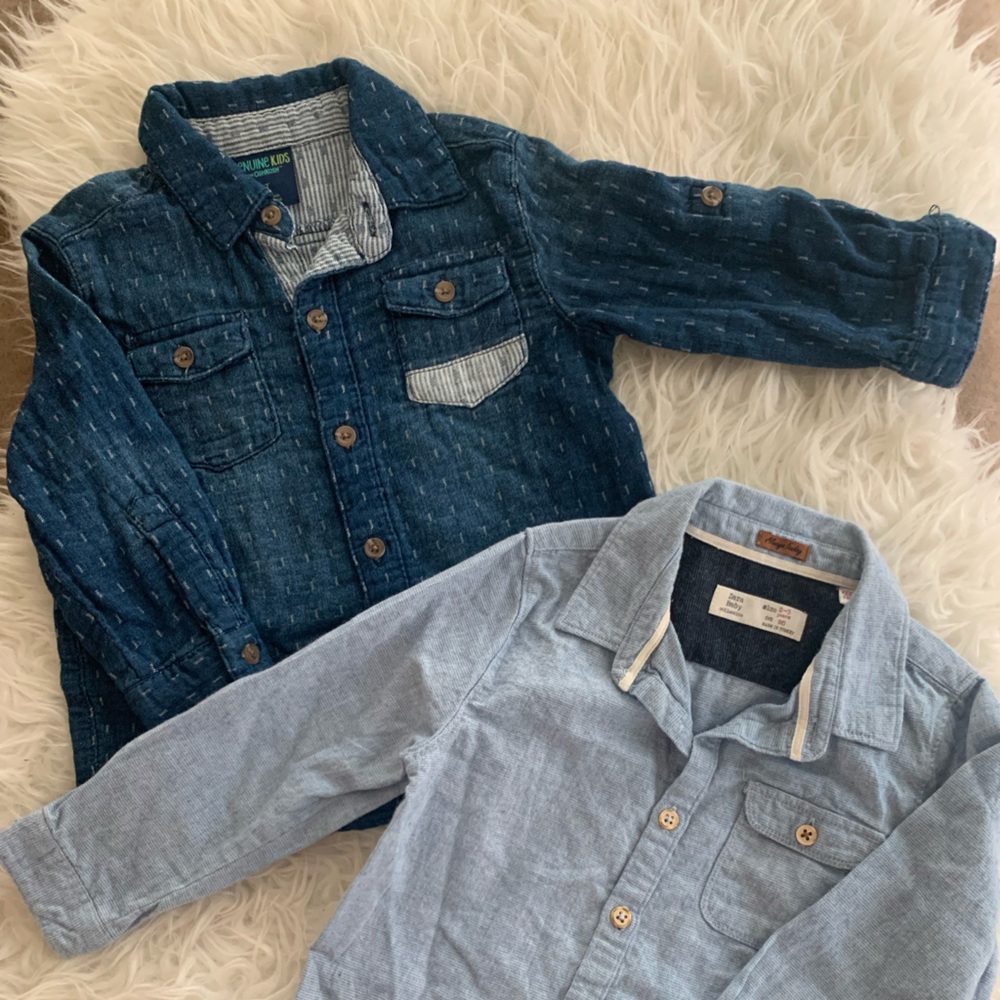 Zara Light Blue Textured Shirt bundle 2t-3t